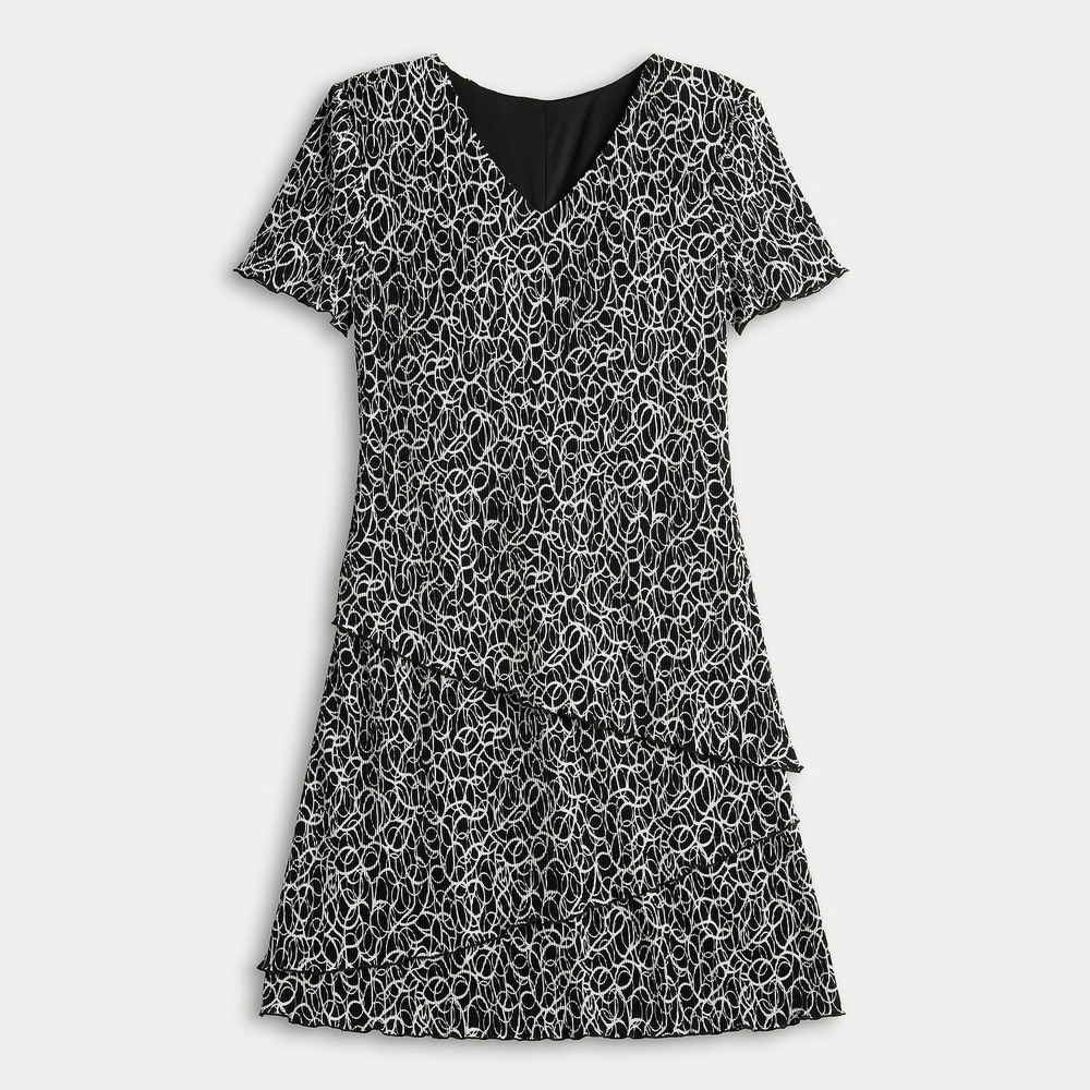 Connected Apparel Black and White Midi Dress